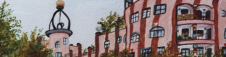 Ausschnitt aus: Hundertwasserhaus - gemalt von Ingrid Hulsch